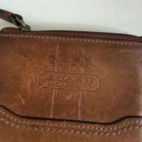 Coach Leatherware Est 1941 Brown Leather Coin Purse Keychain Wallet Zipper - Picture 2 of 5